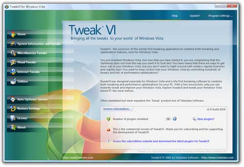 TweakVI 1.0 build 1072 Оптимизируем Windows Vista